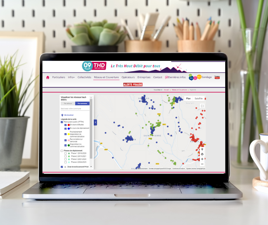 Carte déploiement fibre Ariège THD